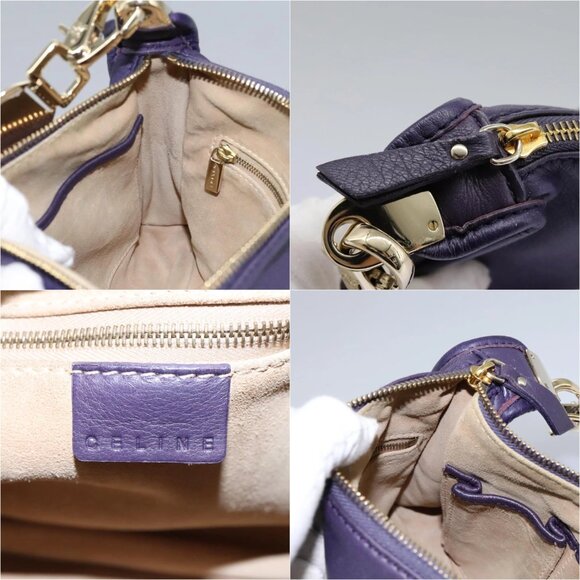 CELINE Shoulder Bag Leather Purple Gold Auth EC729AV - Picture 15 of 15
